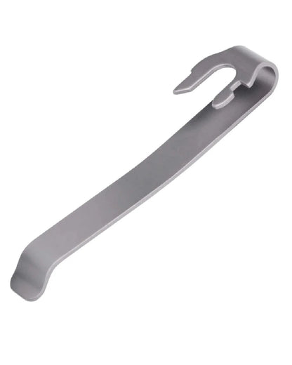Matte Silver coloured Leatherman Quick-Release Pocket Clip on white background 
