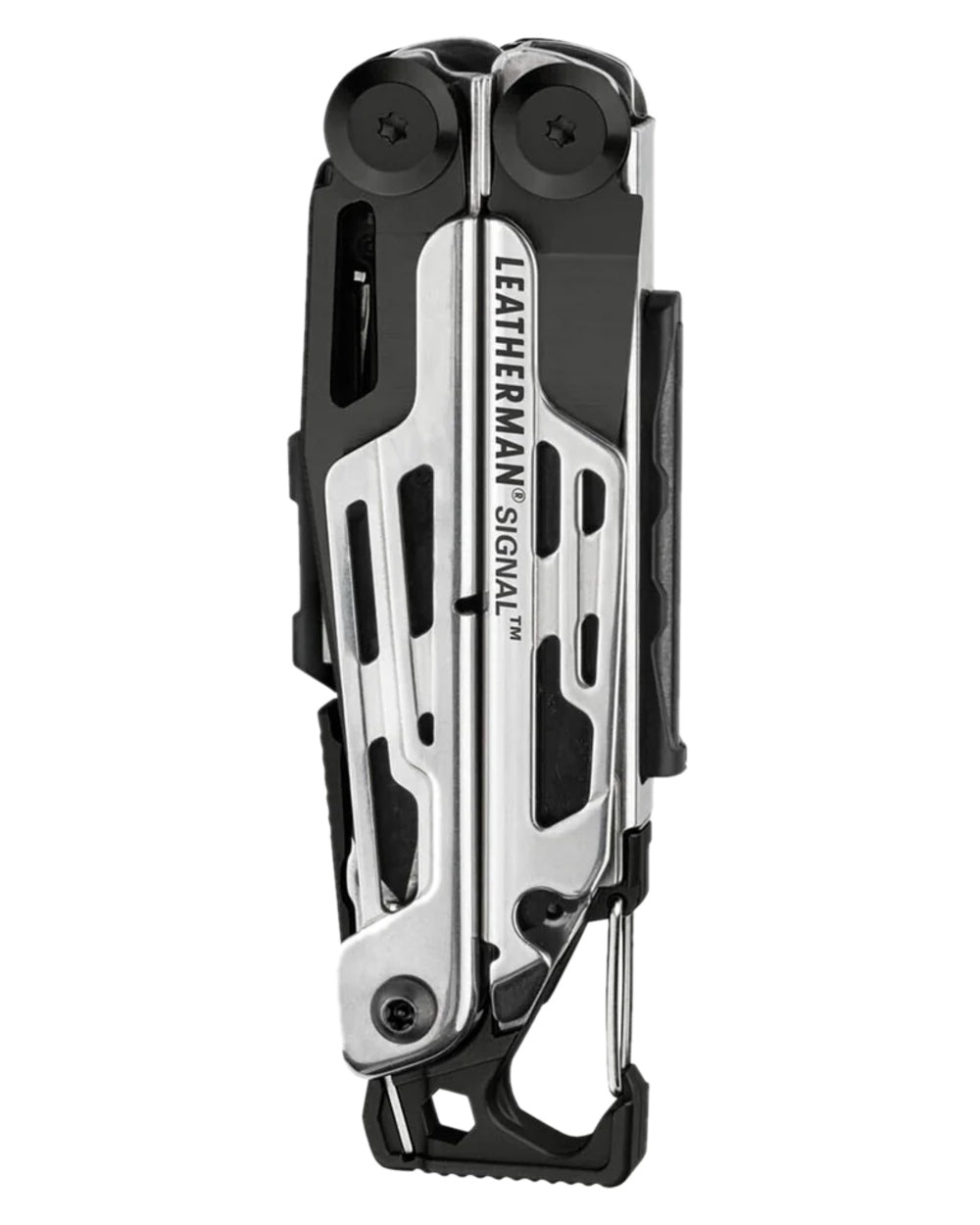 Black Silver Coloured Leatherman Signal+ Multi-Tool on white background 