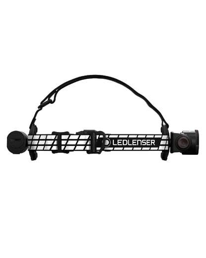 Black Coloured Led Lenser H7R Signature Rechargeable Head Torch on white background 