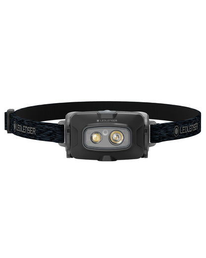 Black Coloured Led Lenser HF4R Core Rechargeable Head Torch on white background 