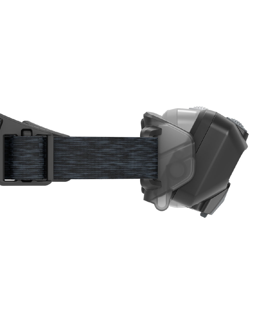 Black coloured Led Lenser HF6R Core Rechargeable Head Torch on white background 