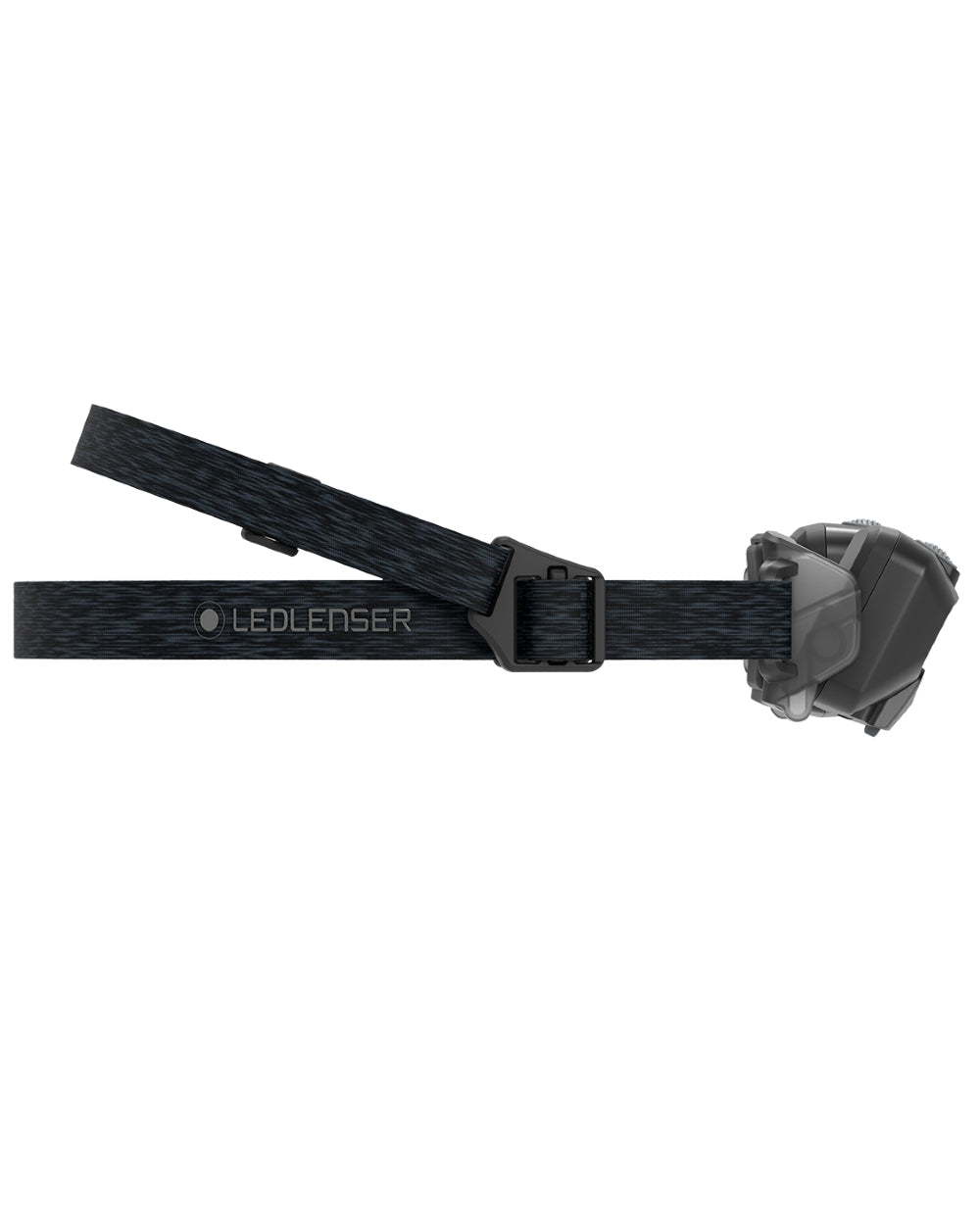 Black coloured Led Lenser HF6R Core Rechargeable Head Torch on white background 
