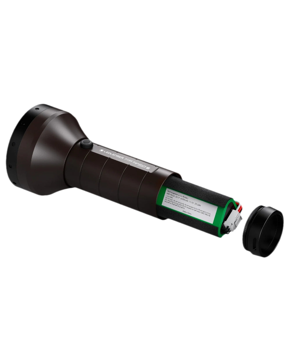 Espresso Brown Coloured Led Lenser P18R Signature Rechargeable Torch on white background 