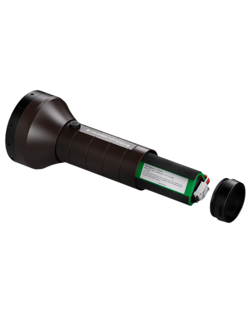 Espresso Brown Coloured Led Lenser P18R Signature Rechargeable Torch on white background 