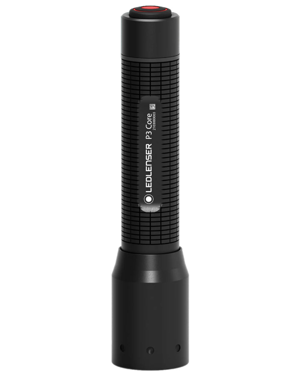 Black Coloured Led Lenser P3 Core Torch on white background 