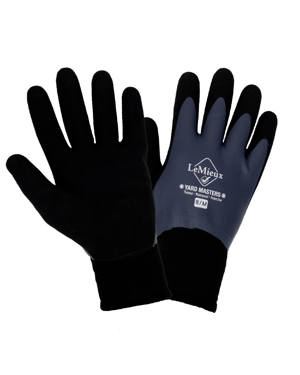 Navy coloured LeMieux Thermal Work Gloves on white background 