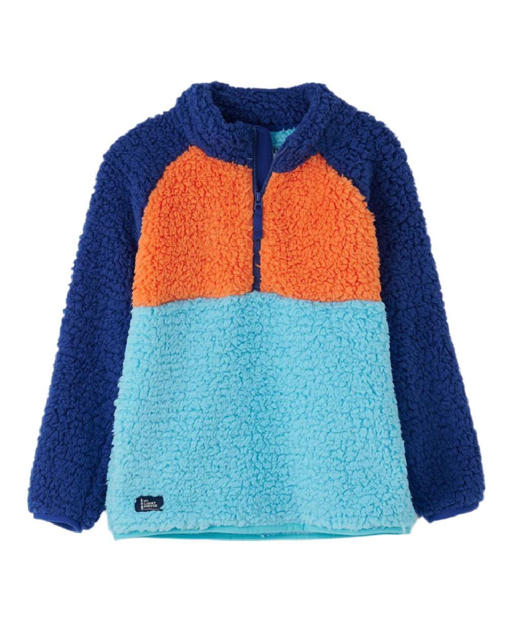 Navy Blue Orange coloured Lighthouse Childrens Caden Fleece on white background 