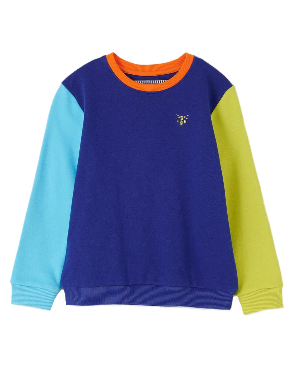 Blue Navy Lime coloured Lighthouse Childrens Finn Jersey on white background 