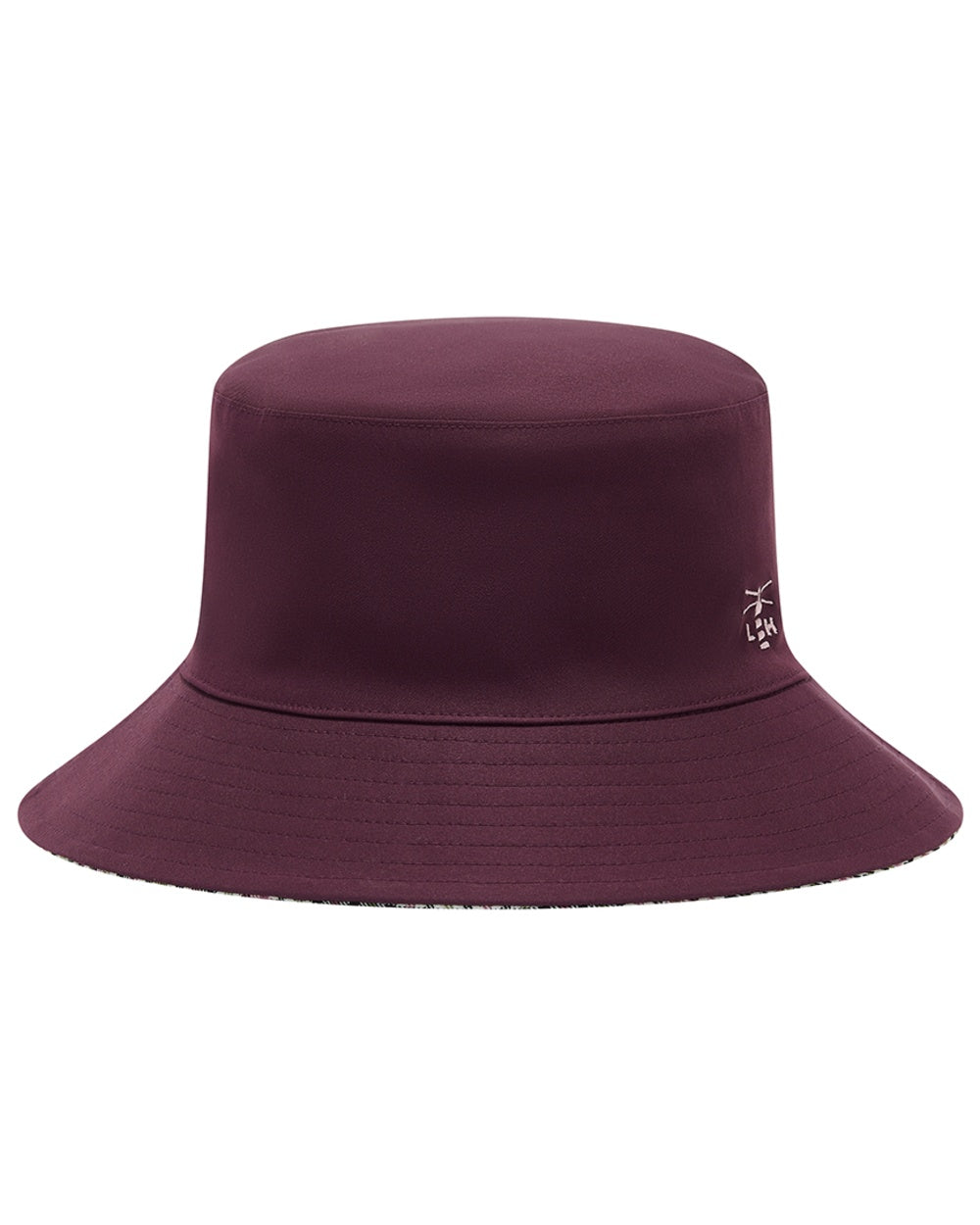Damson coloured Lighthouse Edie Reversible Rain Hat on white background 