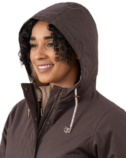 Cocoa coloured Lighthouse Isobel Ladies Coat on white background 