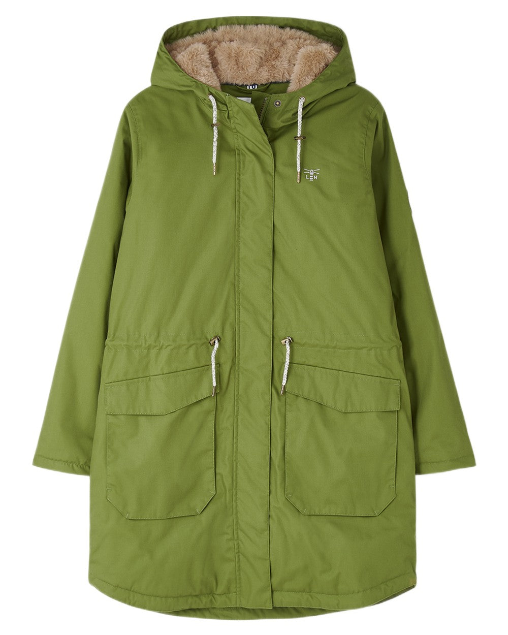 Sea Kelp coloured Lighthouse Isobel Ladies Coat on white background 