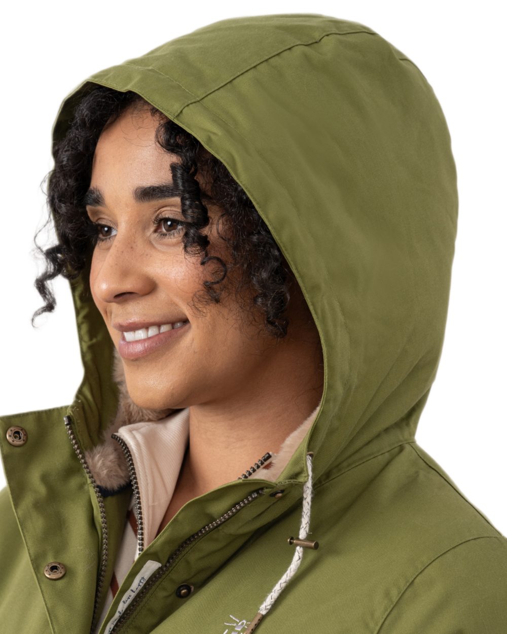 Sea Kelp coloured Lighthouse Isobel Ladies Coat on white background 