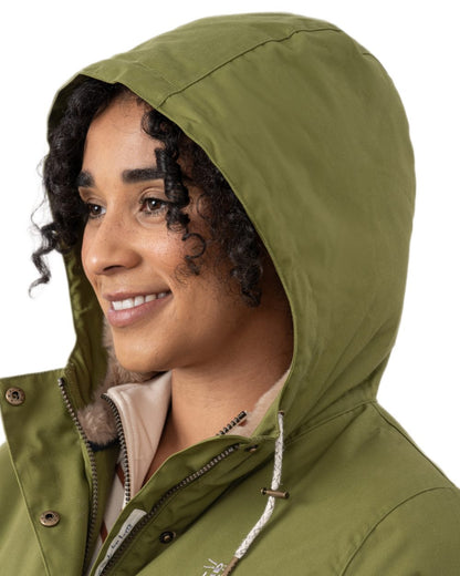 Sea Kelp coloured Lighthouse Isobel Ladies Coat on white background 