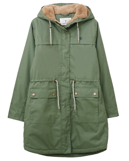 Khaki coloured Lighthouse Isobel Ladies Coat on white background 