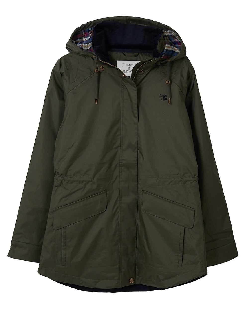Forest coloured Lighthouse Kendal Waterproof Coat on white background 