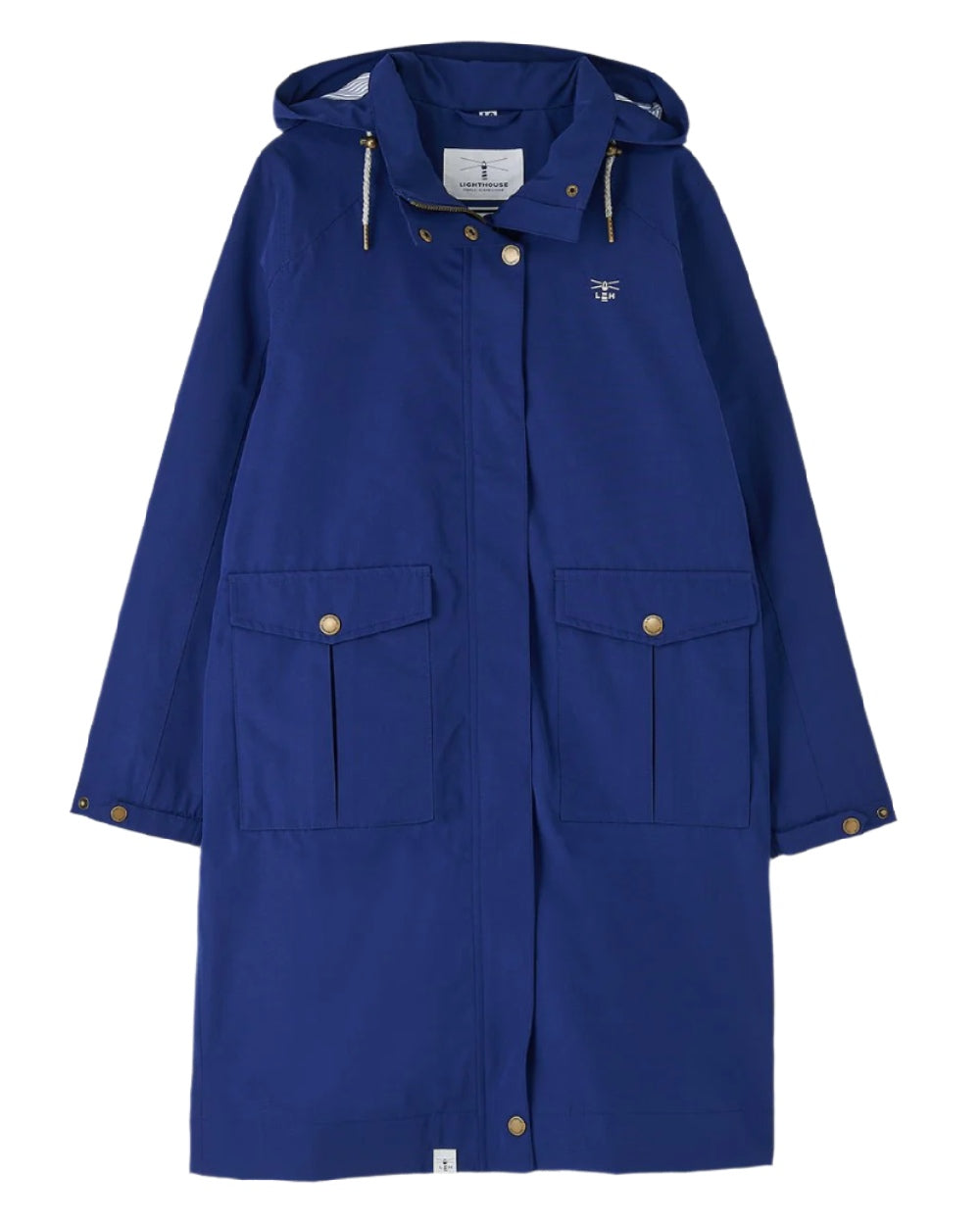 Indigo coloured Lighthouse Ladies Annika Coat on white background 