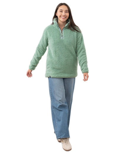 Basil coloured Lighthouse Ladies Bay Sherpa Fleece on white background 