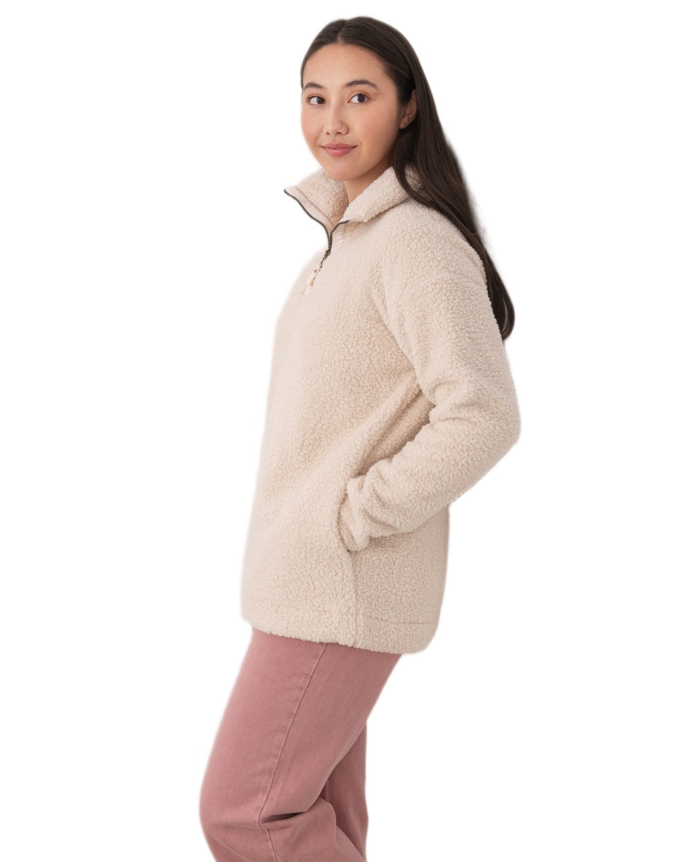 Cream coloured Lighthouse Ladies Bay Sherpa Fleece on white background 