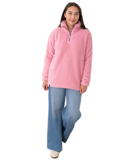 Pink coloured Lighthouse Ladies Bay Sherpa Fleece on white background 