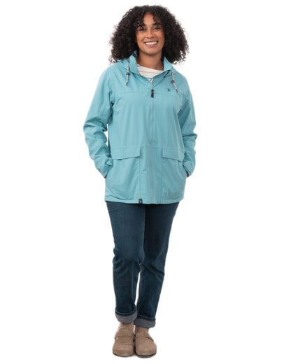 Blue coloured Lighthouse Ladies Beachcomber II Coat on white background 