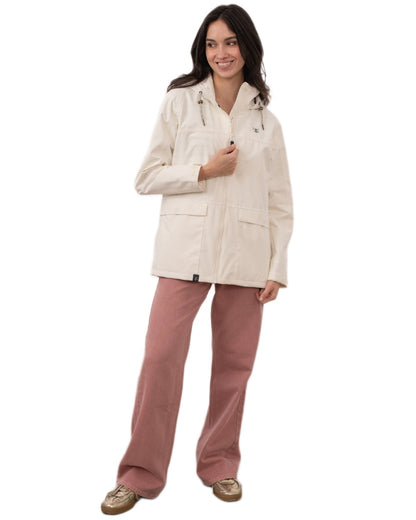 Chalk coloured Lighthouse Ladies Beachcomber II Coat on white background 