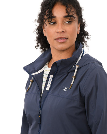 Navy coloured Lighthouse Ladies Beachcomber II Coat on white background 
