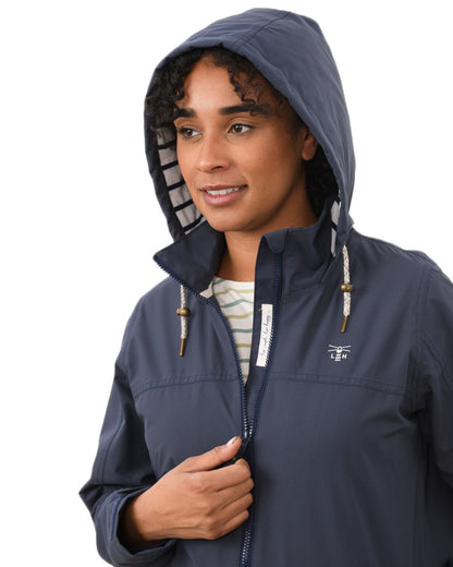 Navy coloured Lighthouse Ladies Beachcomber II Coat on white background 