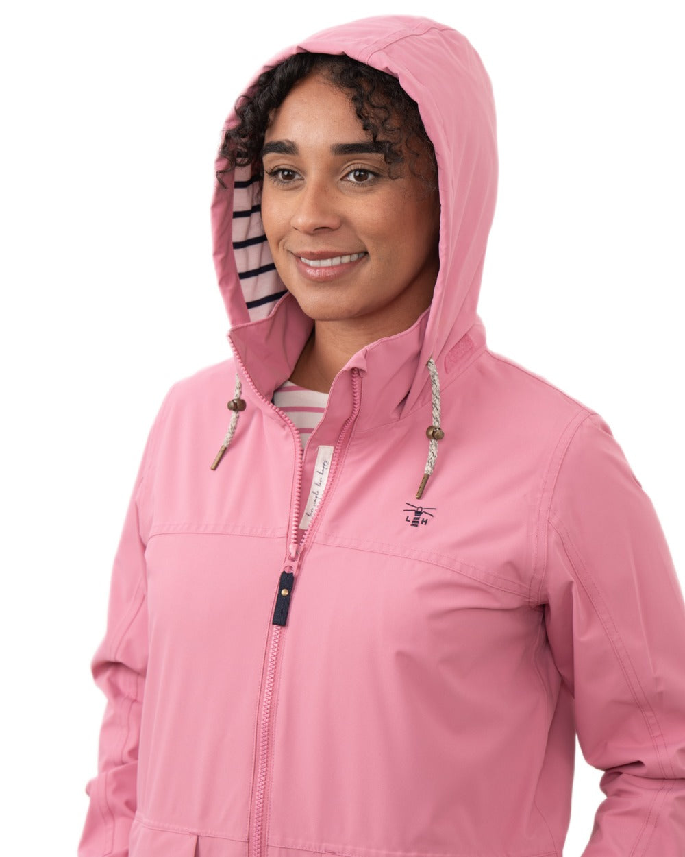 Pink coloured Lighthouse Ladies Beachcomber II Coat on white background 