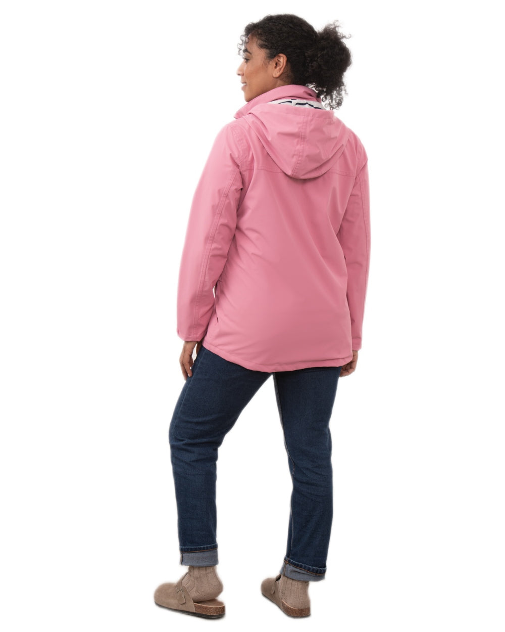 Pink coloured Lighthouse Ladies Beachcomber II Coat on white background 
