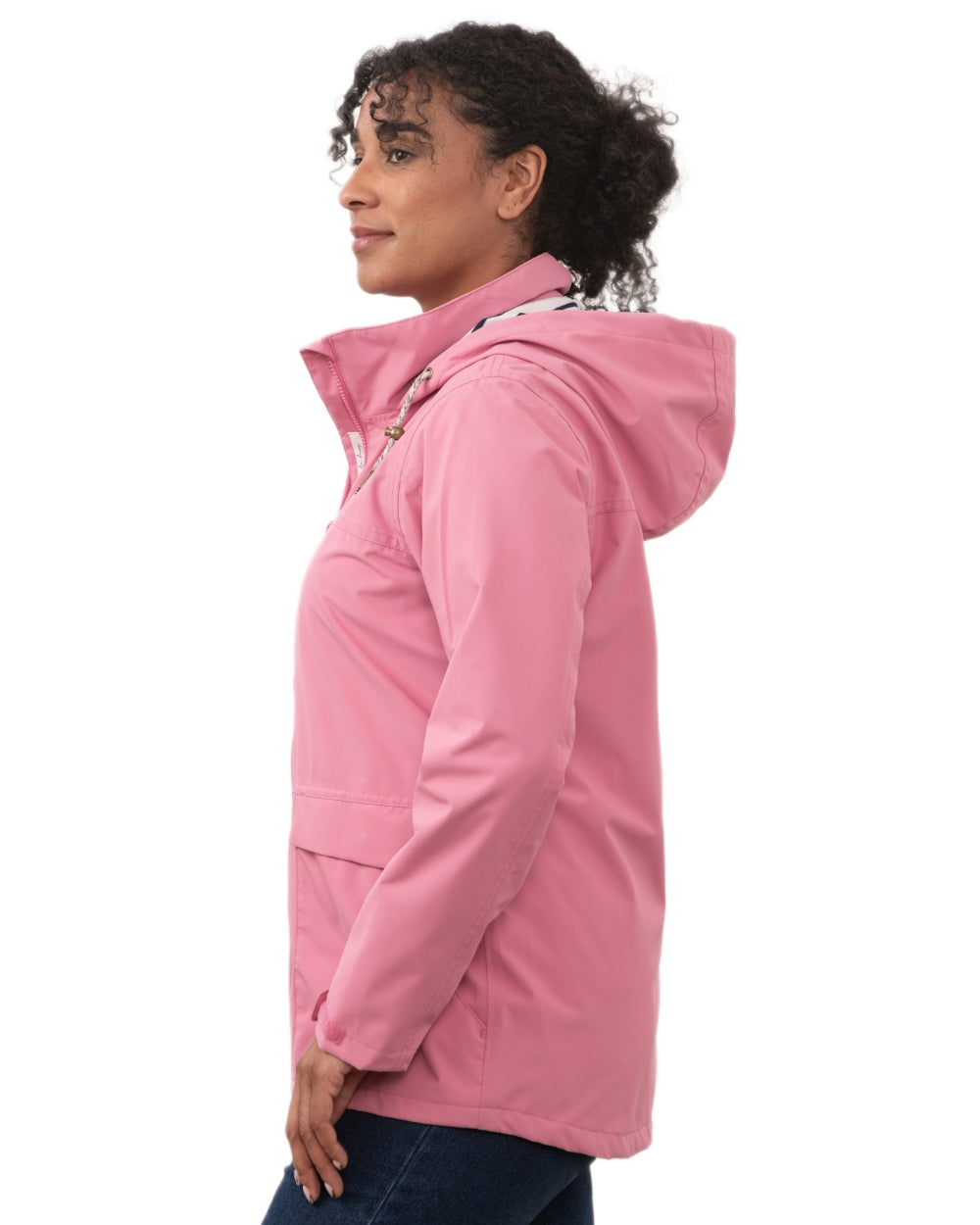 Pink coloured Lighthouse Ladies Beachcomber II Coat on white background 
