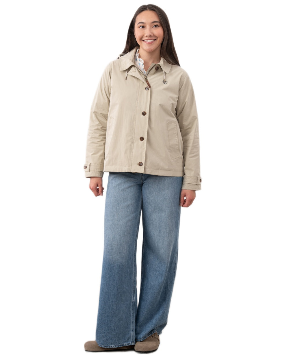 Clay coloured Lighthouse Ladies Blair Coat on white background 