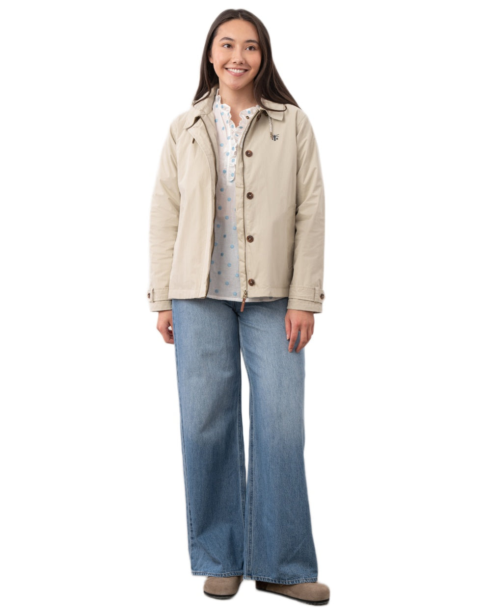Clay coloured Lighthouse Ladies Blair Coat on white background 