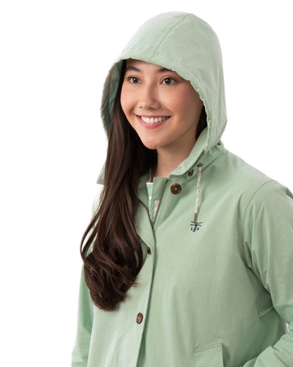 Mint coloured Lighthouse Ladies Blair Coat on white background 
