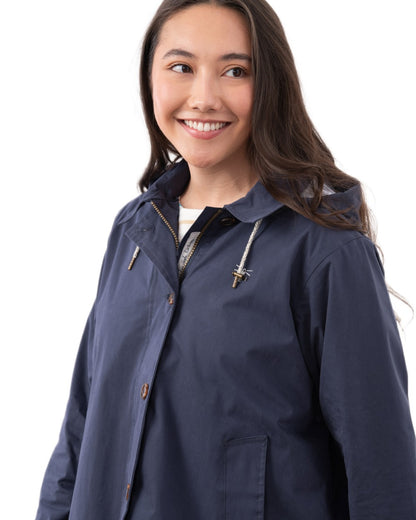 Navy coloured Lighthouse Ladies Blair Coat on white background 