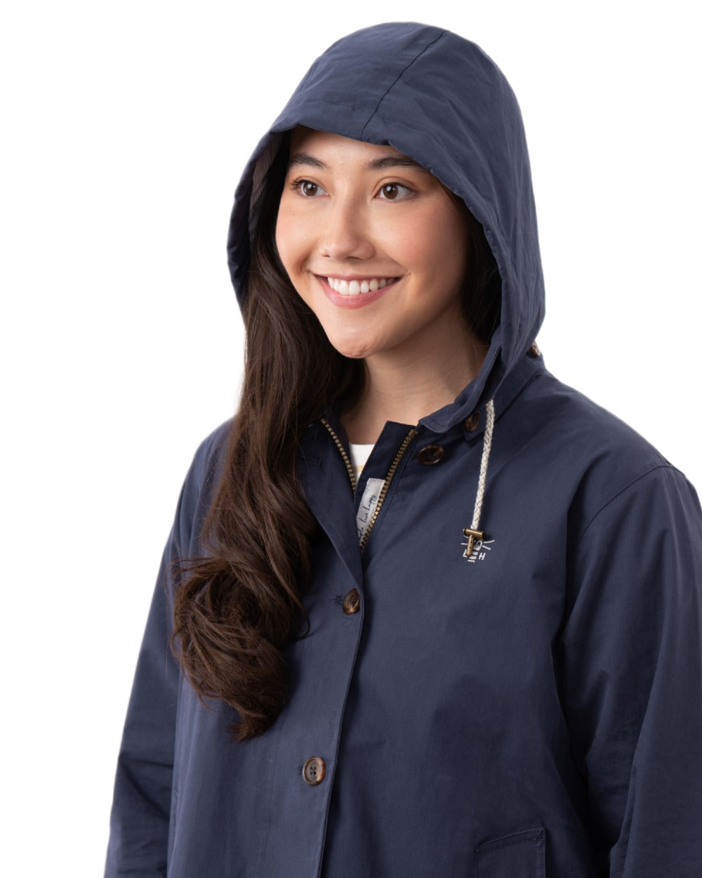 Navy coloured Lighthouse Ladies Blair Coat on white background 