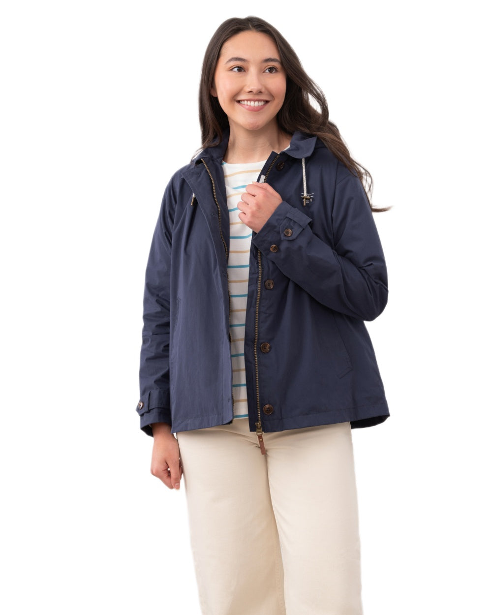 Navy coloured Lighthouse Ladies Blair Coat on white background 