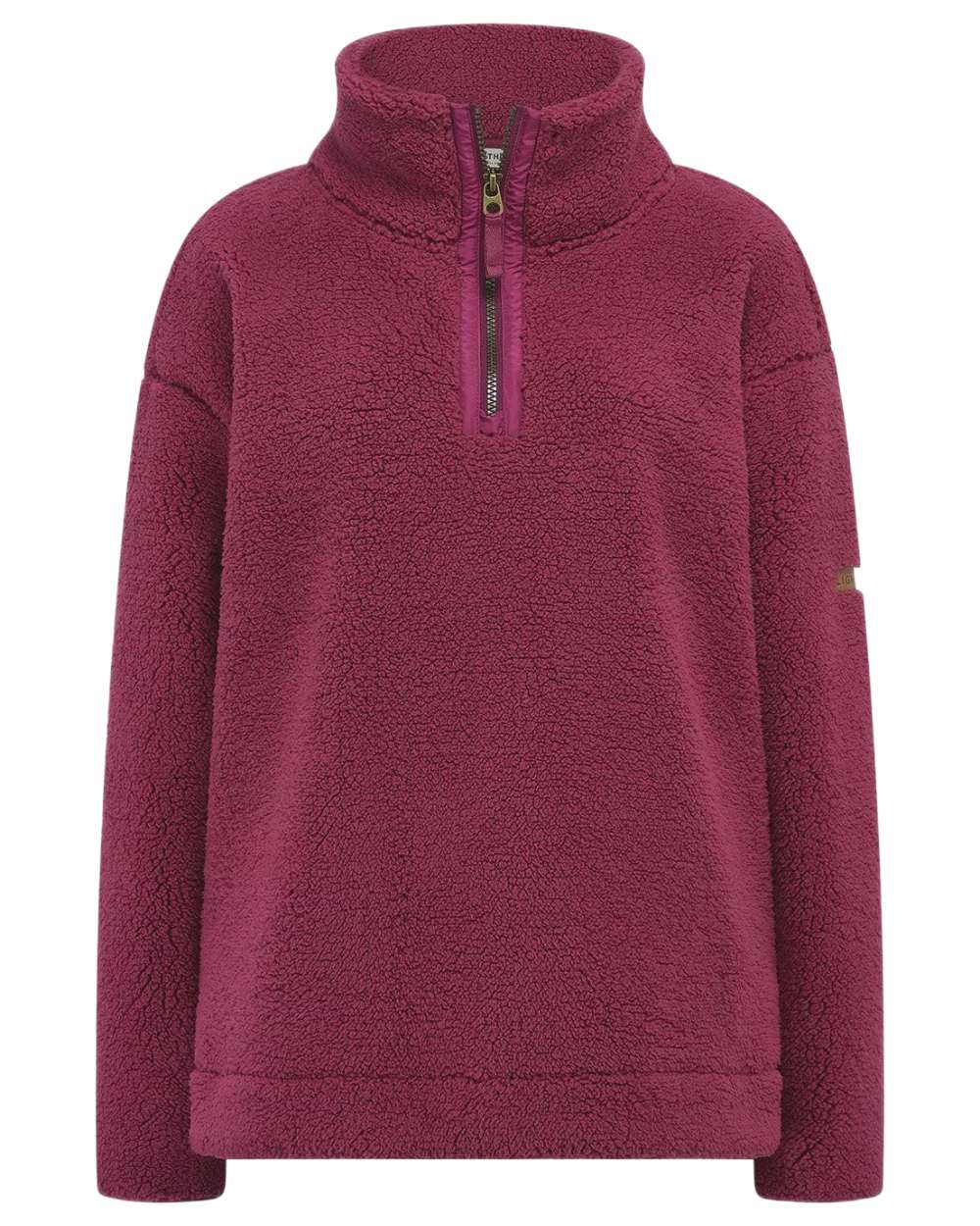 Berry coloured Lighthouse Ladies Coast Half Zip Fleece Sweater on white background 