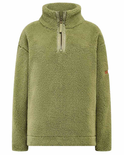 Moss coloured Lighthouse Ladies Coast Half Zip Fleece Sweater on white background 