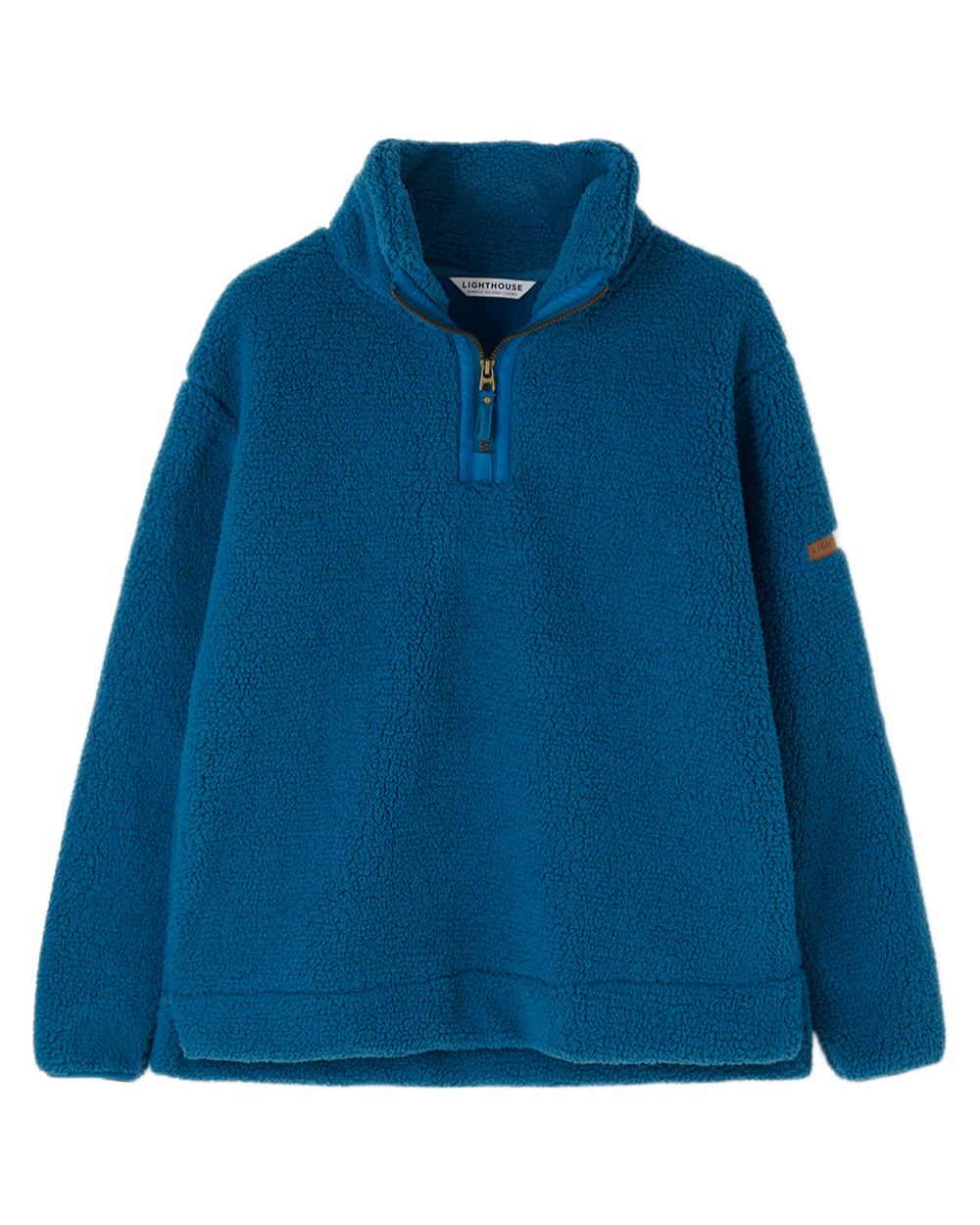 Teal coloured Lighthouse Ladies Coast Half Zip Fleece Sweater on white background 