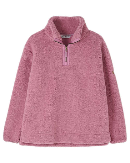 Wild Rose coloured Lighthouse Ladies Coast Half Zip Fleece Sweater on white background 