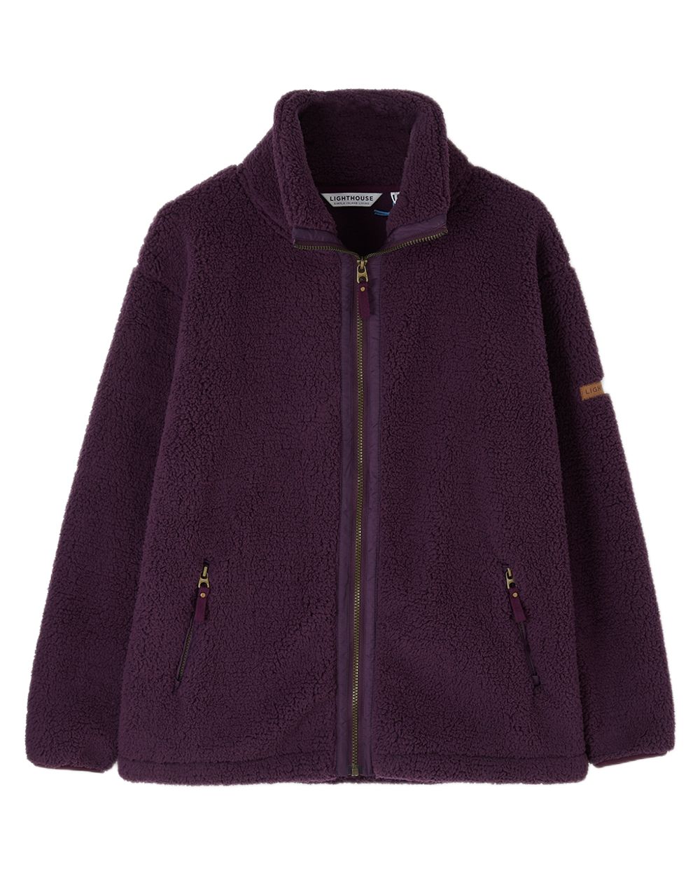 Cranberry coloured Lighthouse Ladies Cobh Full Zip Fleece Jacket on white background 