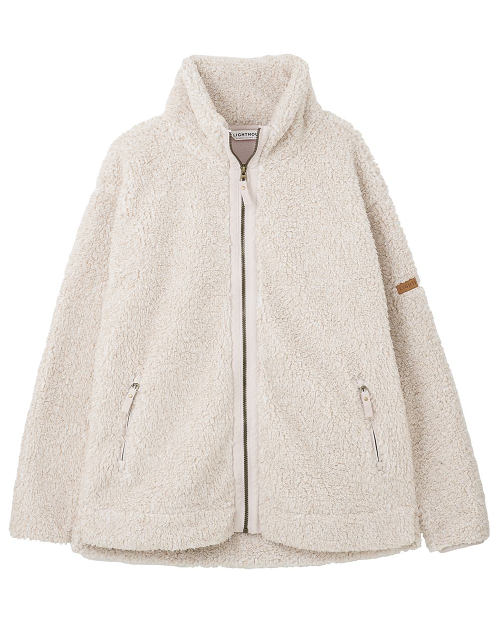 Irish Cream coloured Lighthouse Ladies Cobh Full Zip Fleece Jacket on white background 