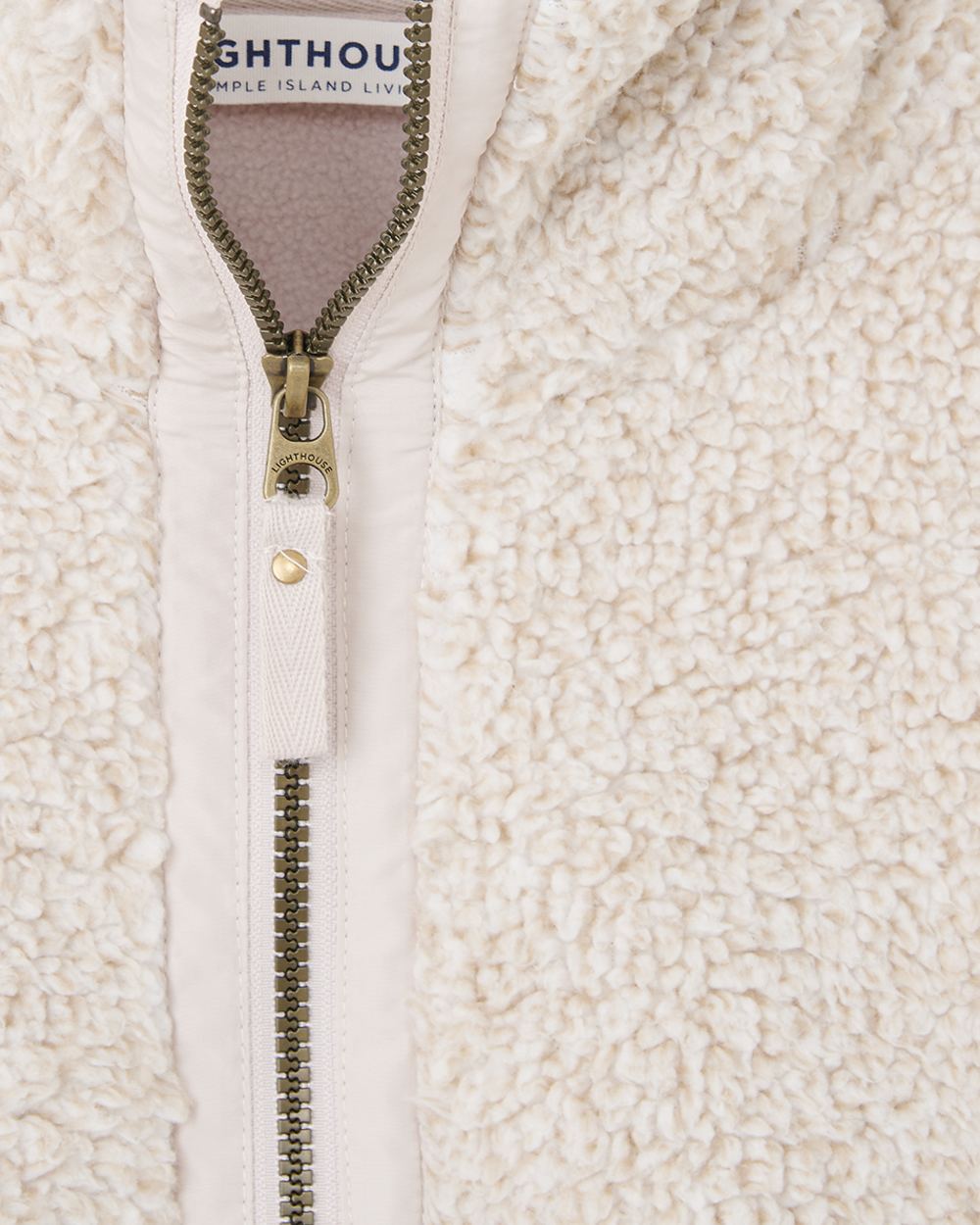 Irish Cream coloured Lighthouse Ladies Cobh Full Zip Fleece Jacket on white background 