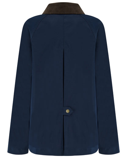 Navy coloured Lighthouse Ladies Devon Raincoat on white background 