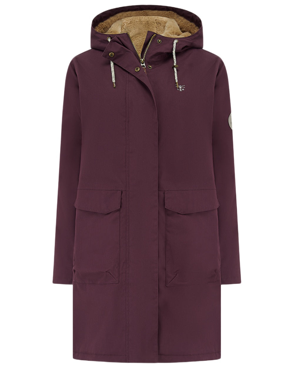 Damson coloured Lighthouse Ladies Fallon Coat on white background 