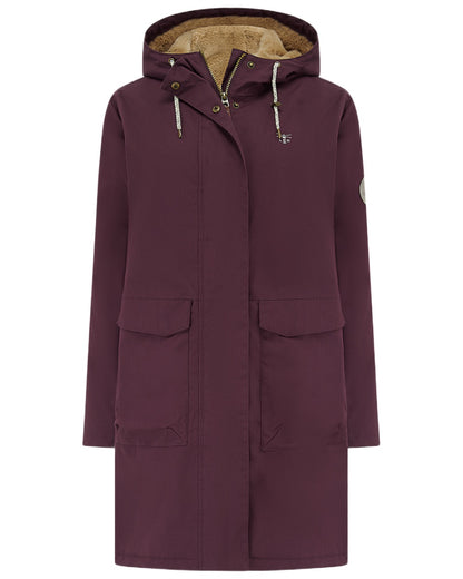 Damson coloured Lighthouse Ladies Fallon Coat on white background 