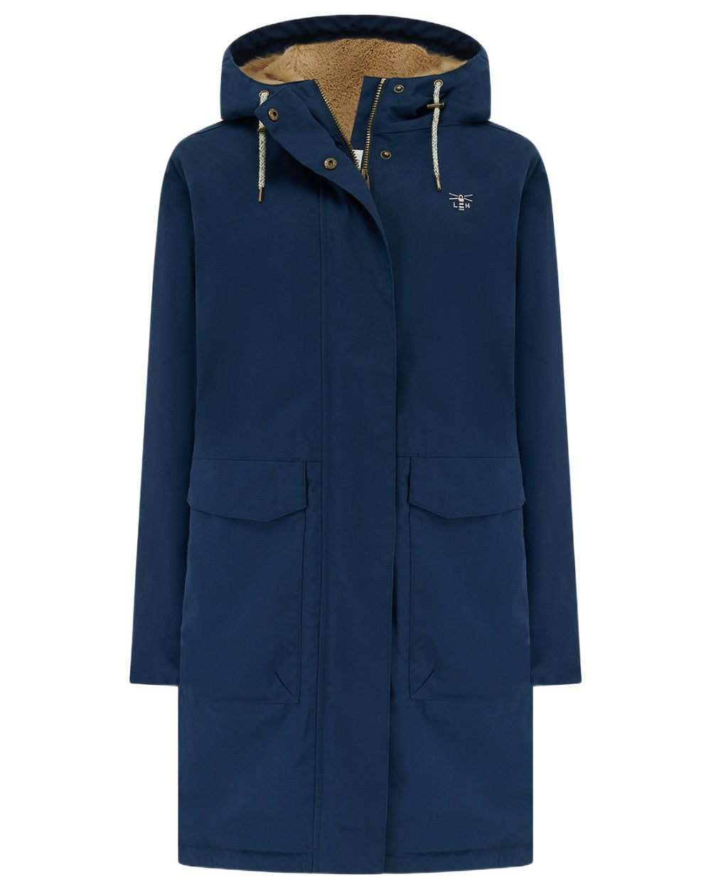 Navy coloured Lighthouse Ladies Fallon Coat on white background 