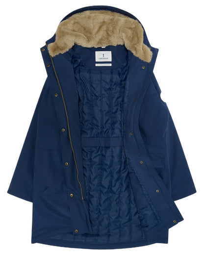 Navy coloured Lighthouse Ladies Fallon Coat on white background 