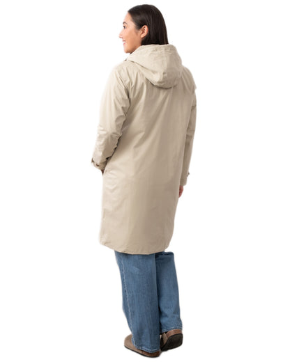 Clay coloured Lighthouse Ladies Hallie Long Coat on white background 