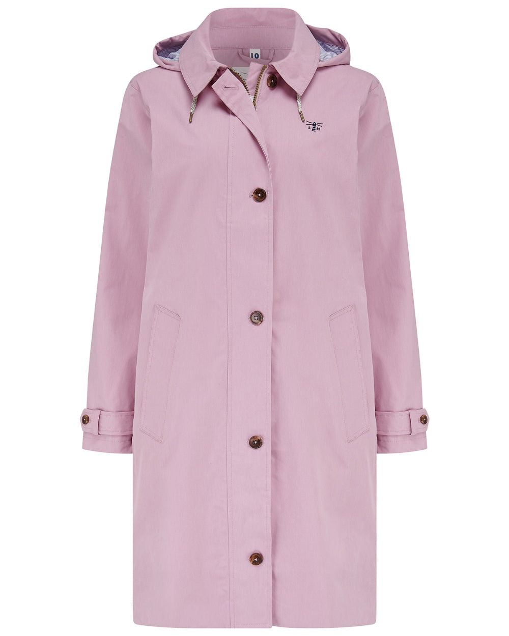 Wild Rose coloured Lighthouse Ladies Hallie Long Coat on white background 